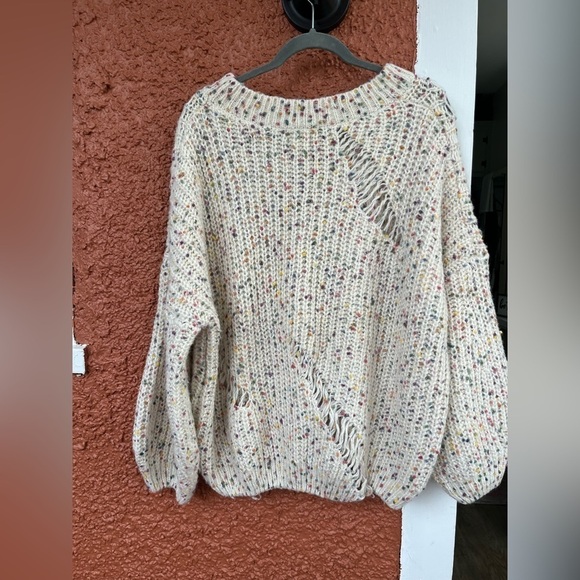 POL Chunky Knit Distressed Artsy Confetti Pullover Sweater Size L - Picture 8 of 10